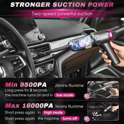 Saker 3-in-1 Car Vacuum Cleaner with 16000PA Powerful Suction, Cordless Handheld Vacuum Cleaner with Multi-Nozzles for Car, Home, Office, Pet