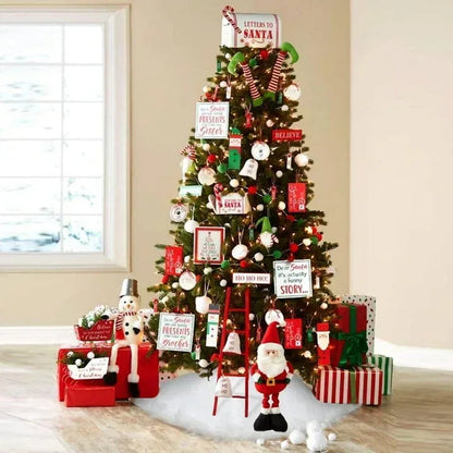 Christmas Tree Skirt 30 Inches Faux Fur White Christmas Tree Skirt for Christmas Tree Decorations Large Plush Tree Skirts Xmas Ornaments Decorations, White