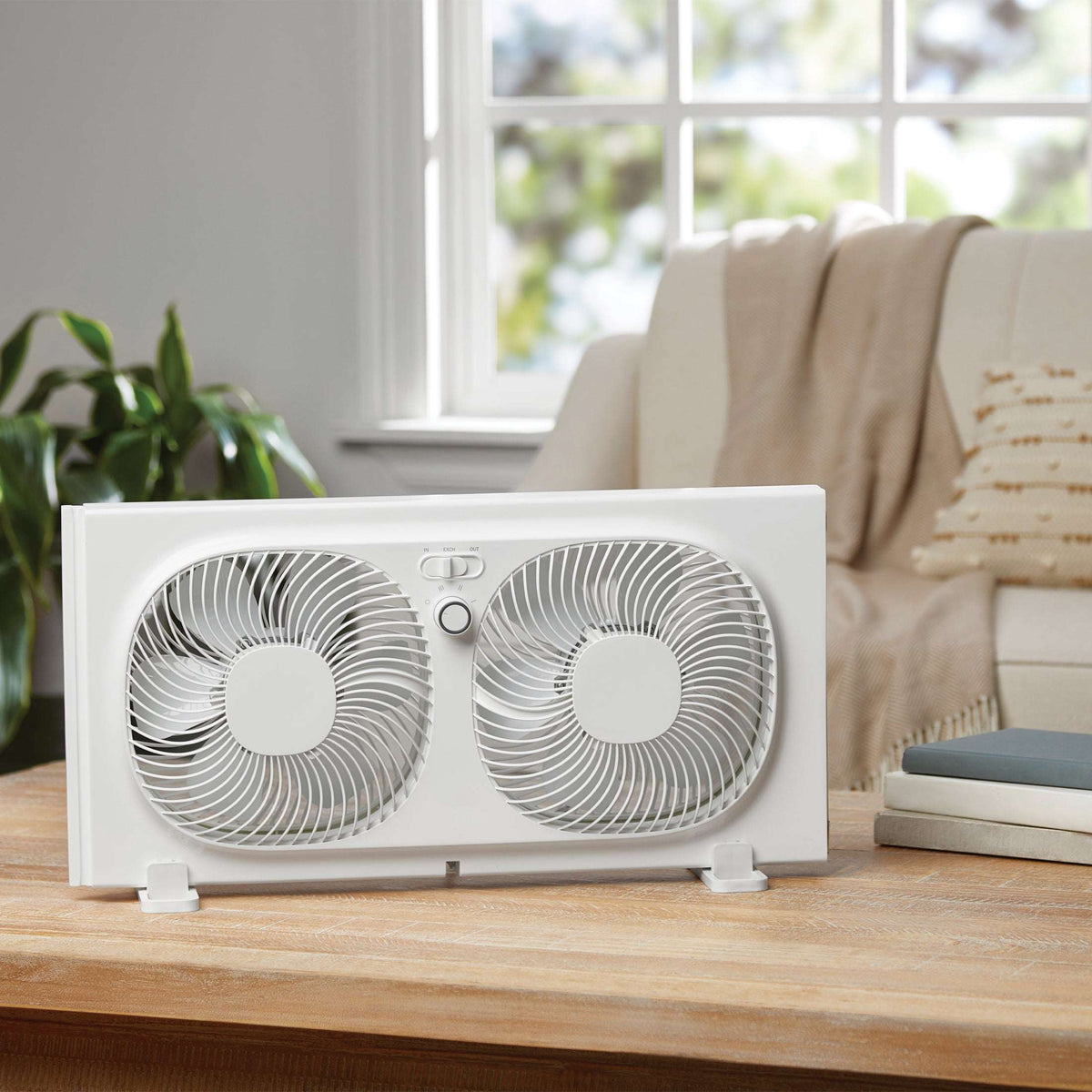 Mainstays 9'' 3-Speed, Reversable Twin Window Fan, White