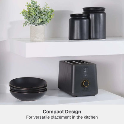 Thyme & Table 2-Slice Toaster, Extra-Wide Slots with Slide-Out Removable Crumb Tray, Slate Grey