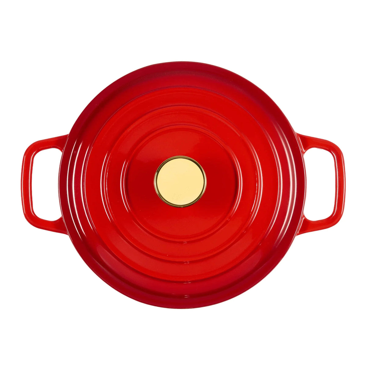 Carote 4.5QT Enamel Cast Iron Dutch Oven, 9.5 Inch Round Soup Pot with Lid, Induction Compatible,Red