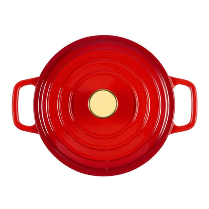 Carote 4.5QT Enamel Cast Iron Dutch Oven, 9.5 Inch Round Soup Pot with Lid, Induction Compatible,Red