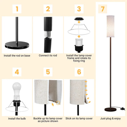 DAYBETTER LED Floor Lamp, with Remote Control, 3000K-6000K Stepless Dimming, 9W LED Bulbs, Standing Lamps for Living Room, Bedroom, Office