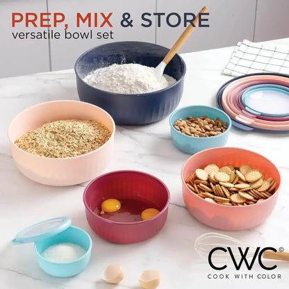 COOK WITH COLOR Meal Prep Containers Wide Mixing Bowls Food Storage Containers with Lid