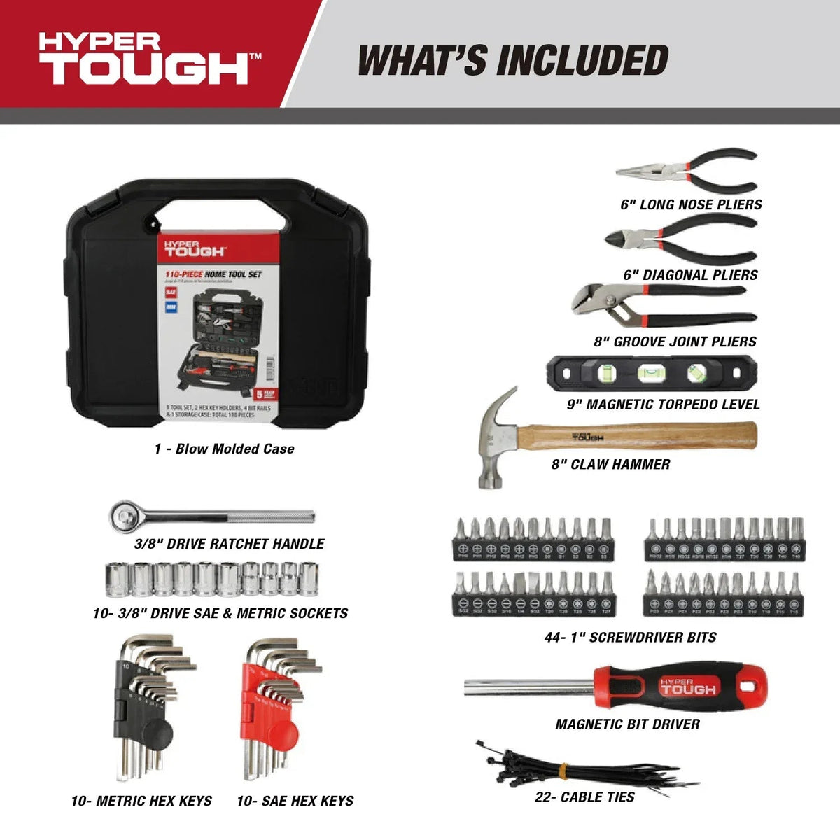Hyper Tough 110-Piece Tool Set