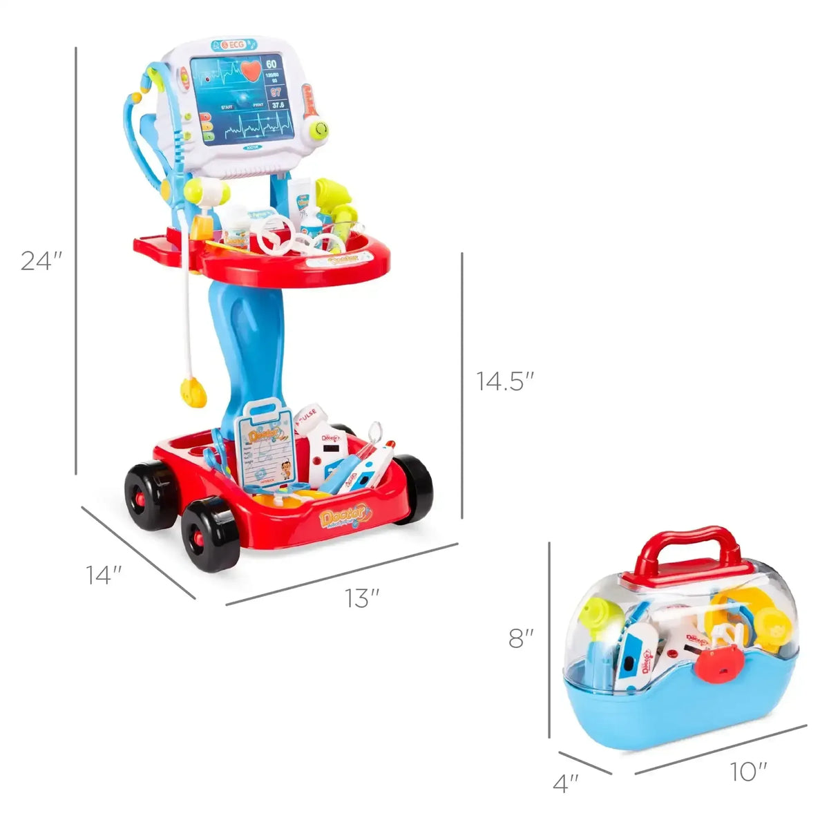 Best Choice Products Play Doctor Kit for Kids, Pretend Medical Station Set with Carrying Case, Mobile Cart