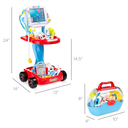 Best Choice Products Play Doctor Kit for Kids, Pretend Medical Station Set with Carrying Case, Mobile Cart