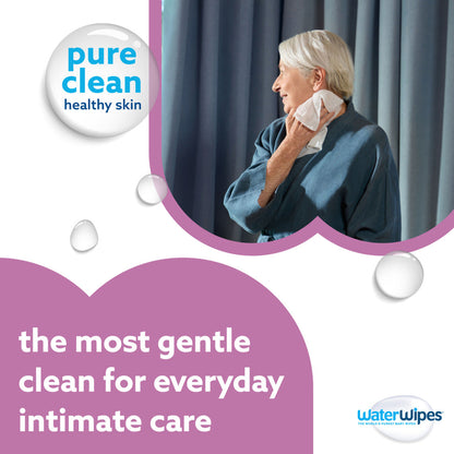WaterWipes Sensitive Body & Intimate Wipes, 3-In-1 Cleans, Cares, Protects, 99.9% Water, Unscented & Hypoallergenic Hygiene Wet Wipes, Adult Care, 3 Packs (90 Wipes)