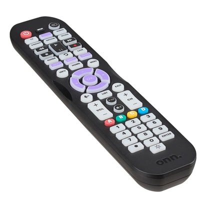 onn. Universal 6-Device Remote, Black, Compatible for TV, DVD, Streaming, Audio, Soundbar