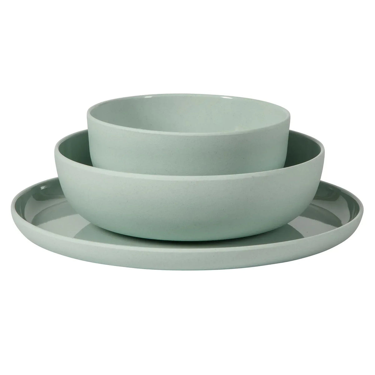 Gibson Home Candy Skies 12 Piece Unbreakable Wheat Straw Melamine Plates and Bowls Dinnerware Set - Outdoor, Camping, & Everyday Use - Matte Exterior/Shiny Interior Green