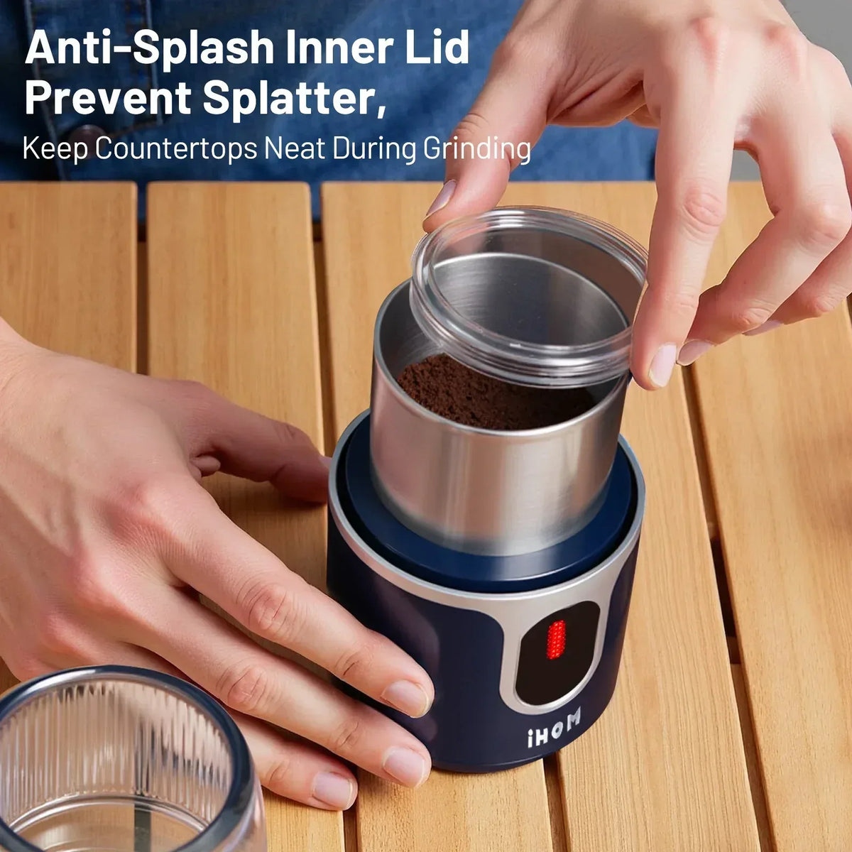 Atilioo Coffee Grinder, Cordless Electric Spice Herb Grinder with Stainless Steel Blades, Low Noise, Ideal for Home/Travel/Camping, Blue