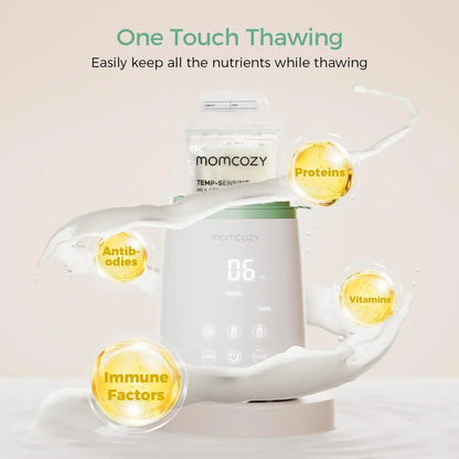 Momcozy Baby Bottle Warmer, 6-in-1 Smart Temperature Control, Fast Baby Food Heater, Steam Sterilizer & Momcozy Breastmilk Storage Bags, Temp-Sensing Discoloration Milk Storage Bags, 180ml/120 Count