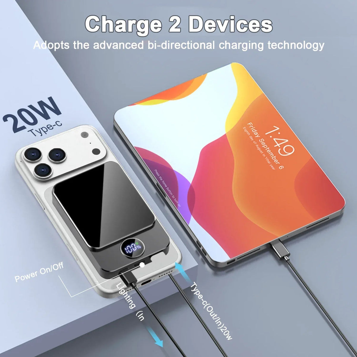Magnetic Wireless Portable Charger, 10000mAh Power Bank with PD20w Fast Charging, USB C in&Out Battery Pack, Compatible with Mag-Safe for iPhone 17/16/15/14/13 Series, Samsung, Android, and More