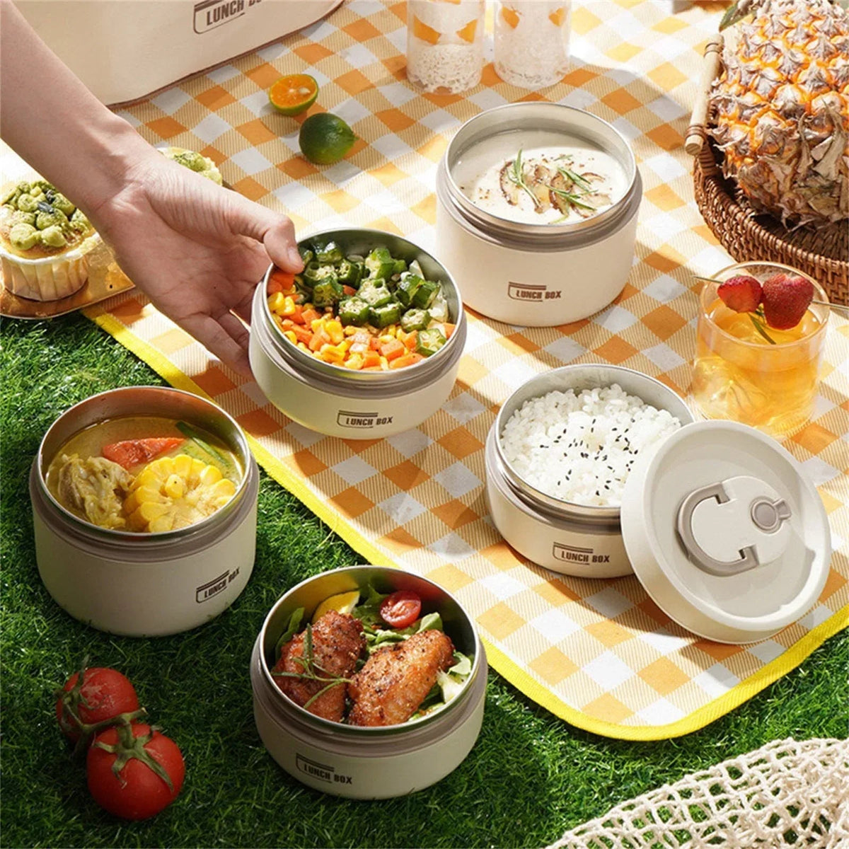 Stainless Steel insulated Lunch Box,Square Thermos Hot Food Container,Nsulated Sandwich Container,insulated Snack Containermini insulated Food Jar,Multi Function Food Container for Preserving Food