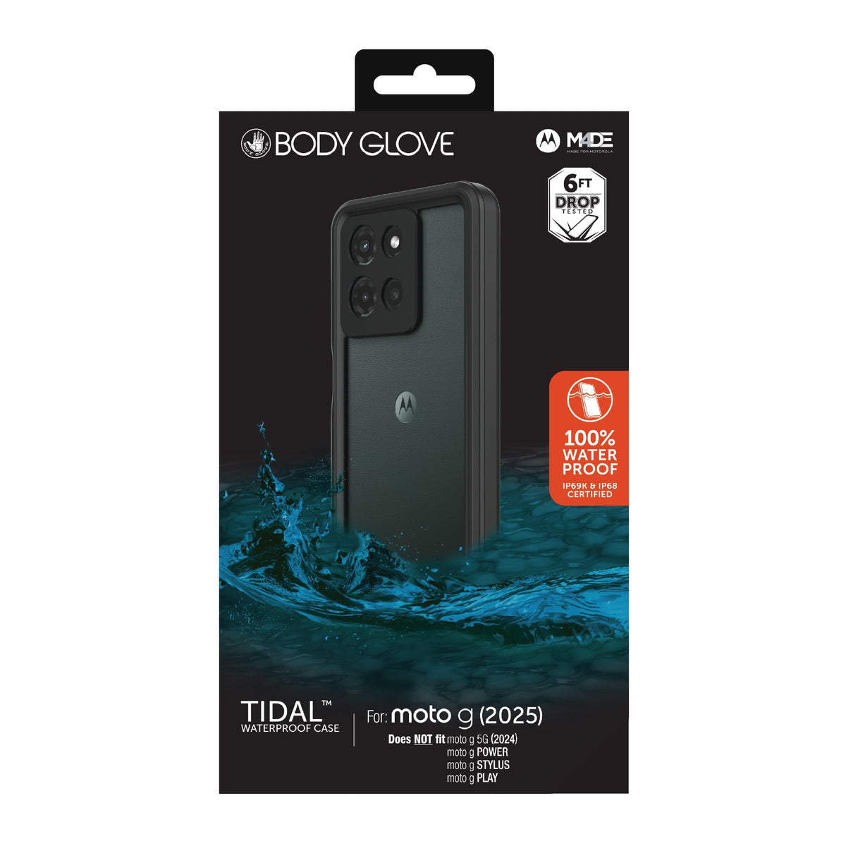 (Pack of 2 ) Body Glove Tidal Waterproof Phone Case for Motorola moto g (2025) - Black/Clear