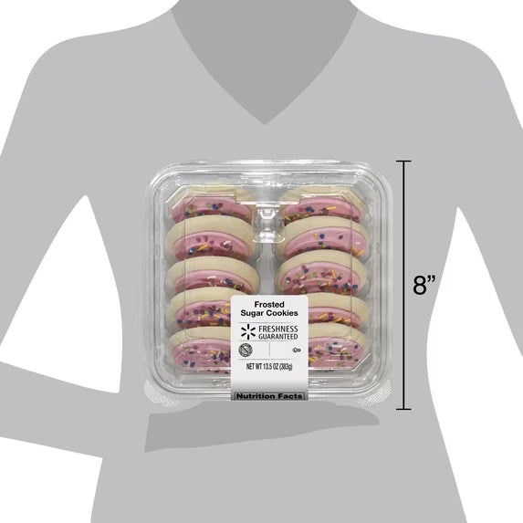 Freshness Guaranteed Frosted Sugar Cookies, Pink, Whole, 13.5 oz, 10 Count (Shelf-Stable)