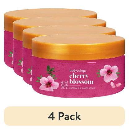 (4 pack) Bodycology Cherry Blossom Exfoliating Sugar Scrub 10.5 oz