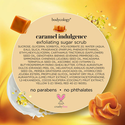 (4 pack) Bodycology Exfoliating Sugar Scrub, Caramel Indulgence, 10.5 oz