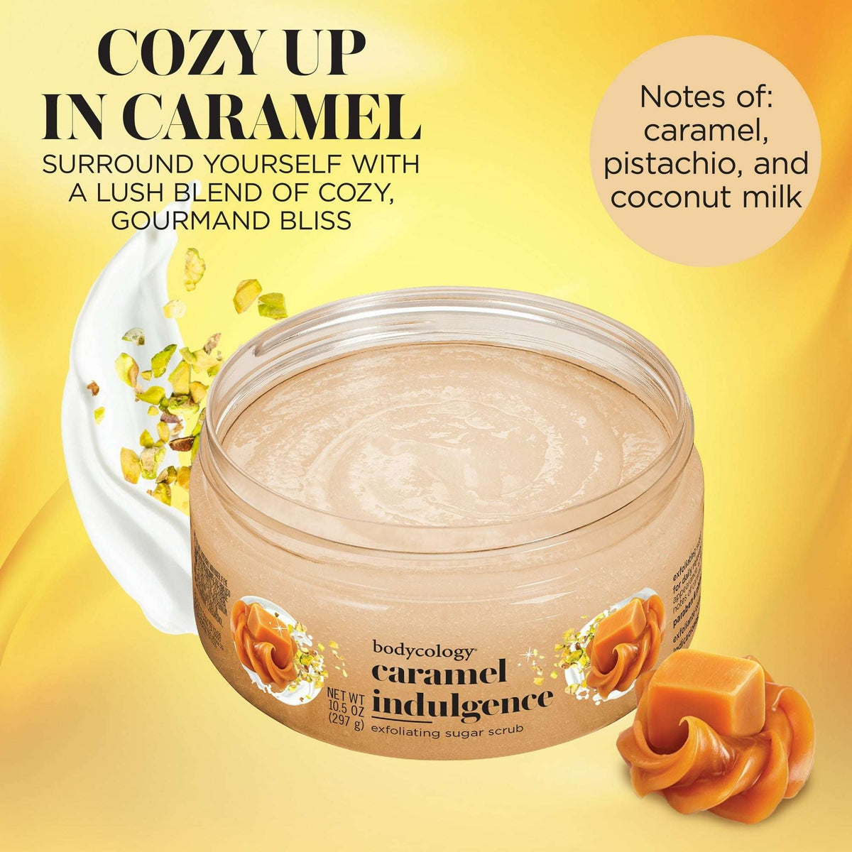 (4 pack) Bodycology Exfoliating Sugar Scrub, Caramel Indulgence, 10.5 oz