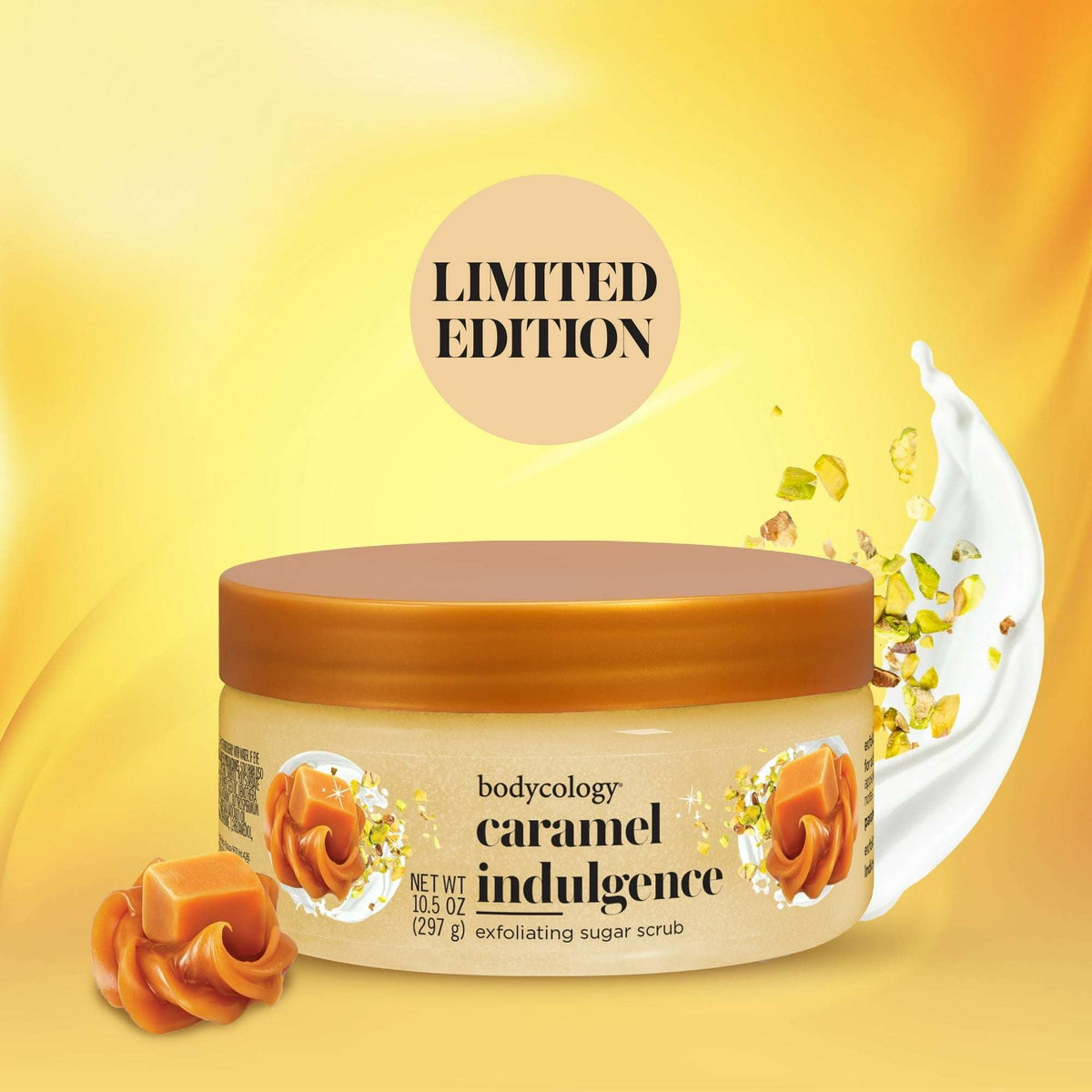 (4 pack) Bodycology Exfoliating Sugar Scrub, Caramel Indulgence, 10.5 oz