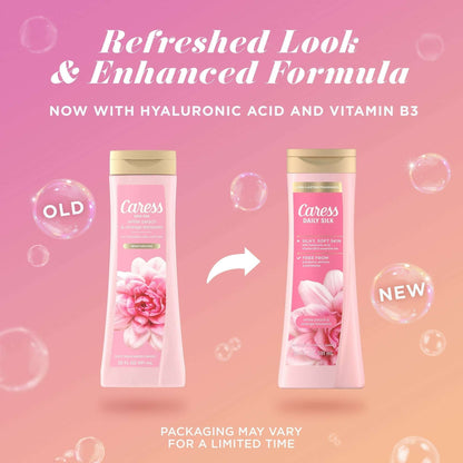 Caress Body Wash for Women, Daily Silk White Peach & Orange Blossom for All Skin 20 fl oz