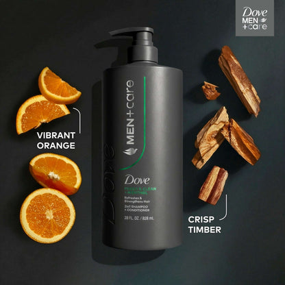 (4 pack) Dove Men+Care Shampoo for Hair Refreshing & Strengthening, Fresh + Clean with Menthol, 28 fl oz