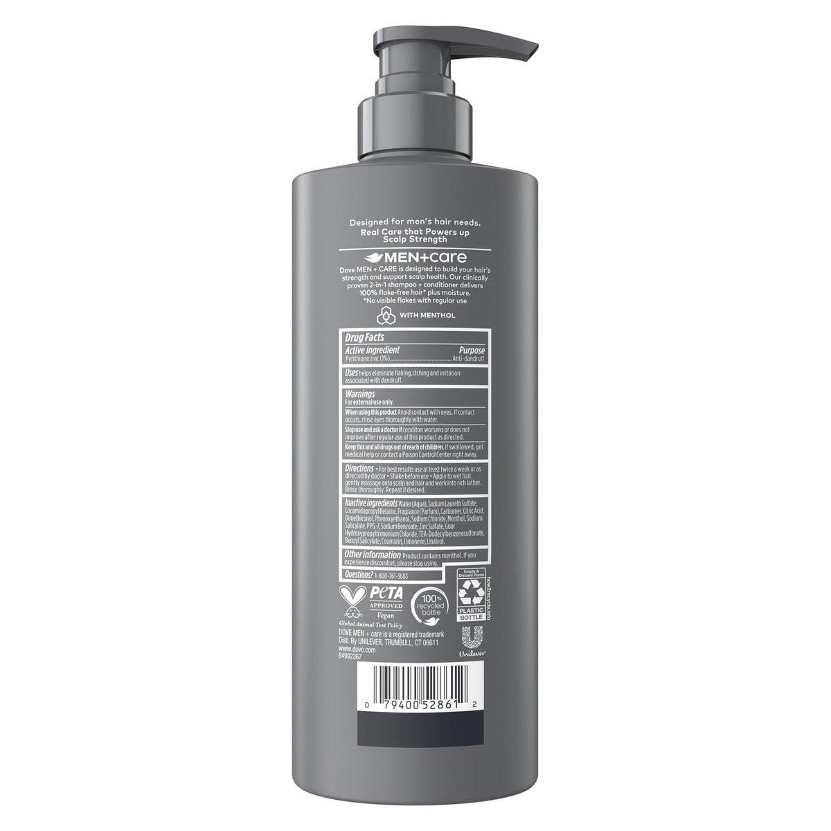 (4 pack) Dove Men+Care 2-in-1 Shampoo + Conditioner to Moisturize Hair & Scalp, Dandruff Defense with Pyrithione Zinc, 18 fl oz 1 count
