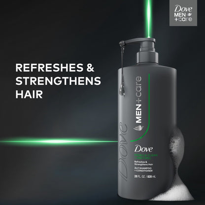(4 pack) Dove Men+Care Shampoo for Hair Refreshing & Strengthening, Fresh + Clean with Menthol, 28 fl oz