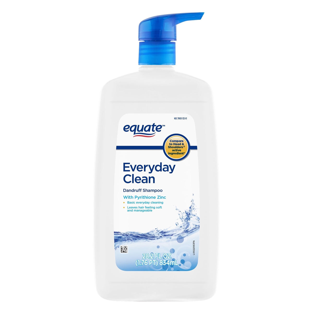 (4 pack) Equate Everyday Clean Nourishing Dandruff Shampoo, 28.2 fl oz, Compare to Head & Shoulders Active Ingredient