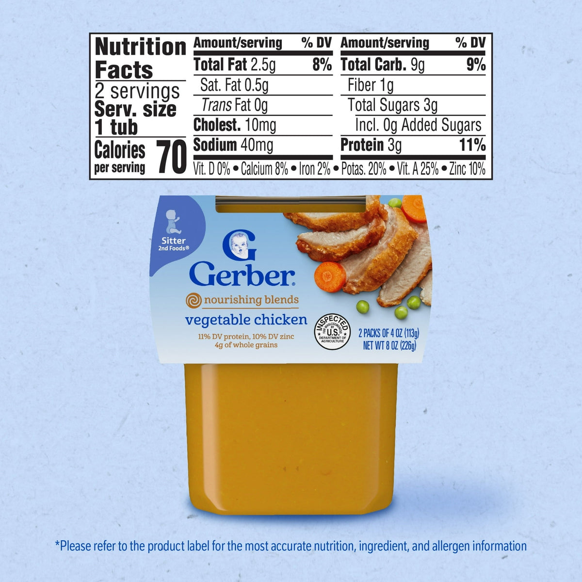 (4 pack) Gerber 2nd Foods Baby Foods, Vegetable Chicken Dinner, 4 oz Tubs (2 Pack)