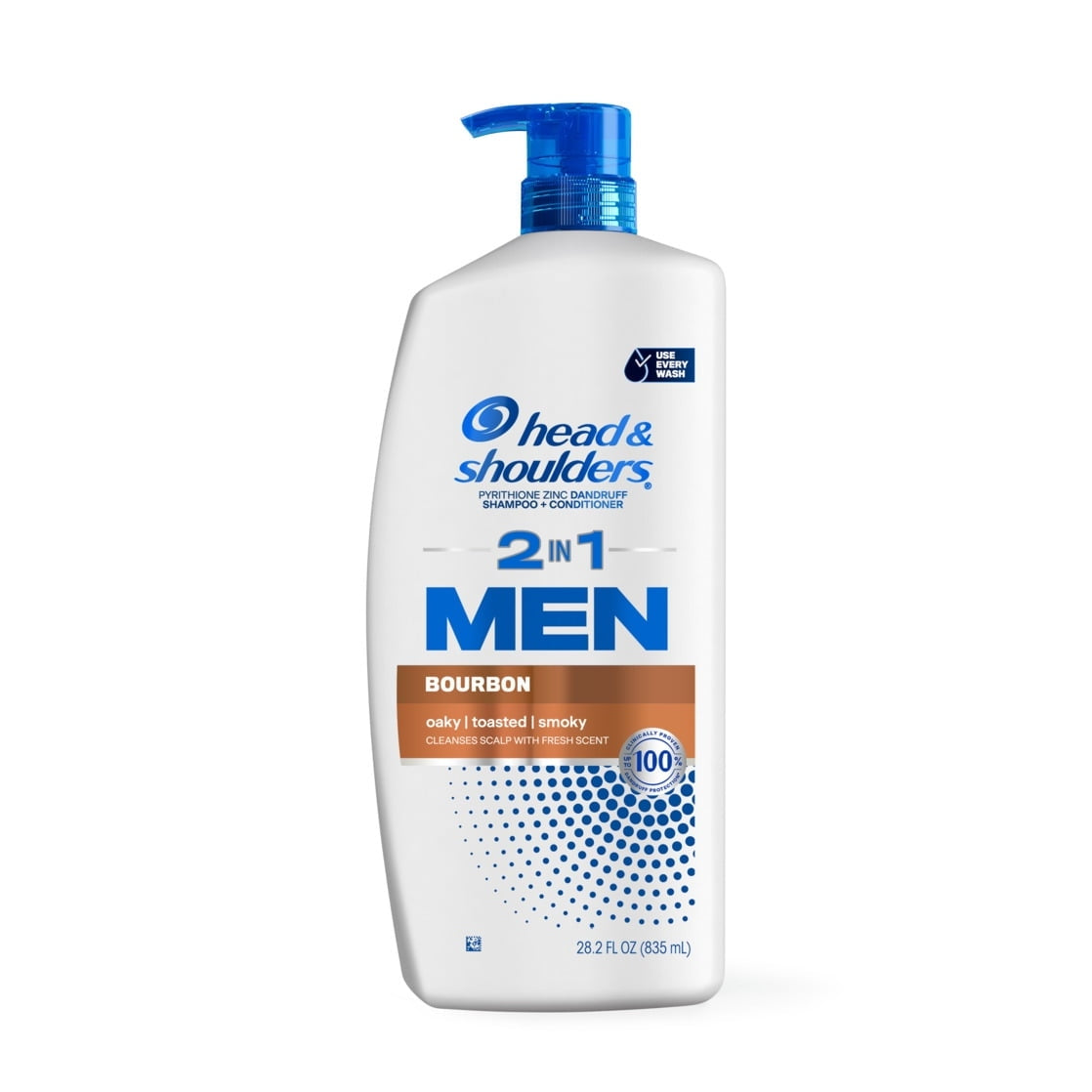 (4 pack) Head and Shoulders Mens 2 in 1 Dandruff Shampoo and Conditioner, Anti-Dandruff Treatment, Bourbon for Daily Use, Paraben Free, 28.2 oz