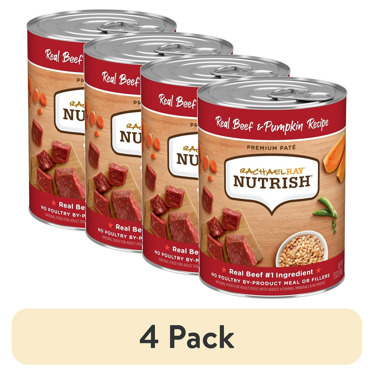 Nutrish Real Beef & Pumpkin Recipe Whole Health Blend Premium Paté Wet Dog Food, 13 oz. Can (Rachael Ray)