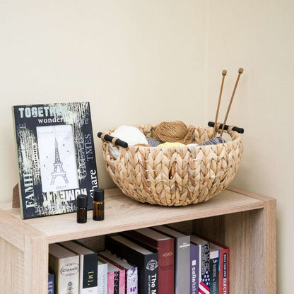 (4 pack) Better Homes & Gardens Natural Woven Water Hyacinth Decorative Bowl with Wooden Handles