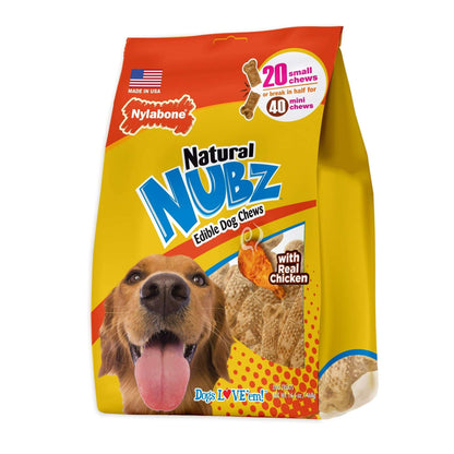 Nylabone Natural Nubz Edible Dog Dry Chew Treat, Chicken Flavor, Small