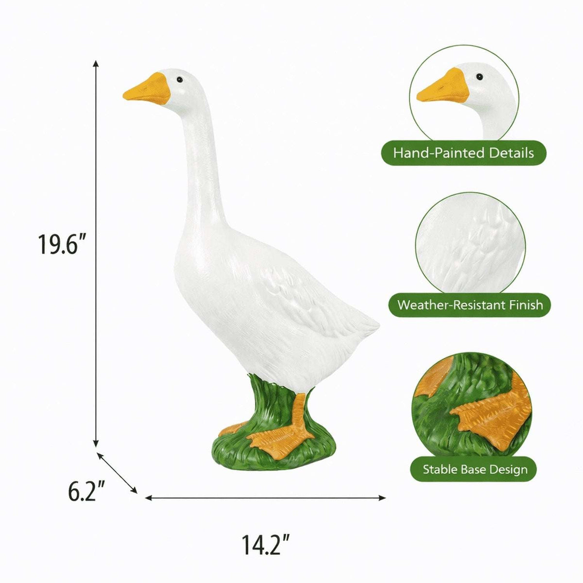 Mainstays Weather-Resistant Resin Porch Goose Garden Statue, 19.6 in