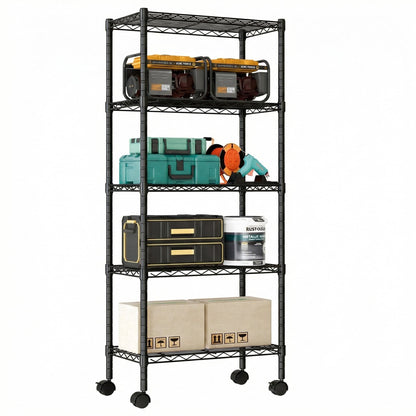 edx 3 Tier Metal Shelving Unit, 23.62"W x 13.78"D x 30"H Height Adjustable Wire Storage Shelves Holds Up to 750 LBS, Black