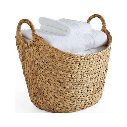 Better Homes & Gardens Extra Large Natural Woven Water Hyacinth Boat Decorative Storage Basket, (extra large 19 in x 17 in x 14 in) & (large 14 in x 11 in x 8.5 in)