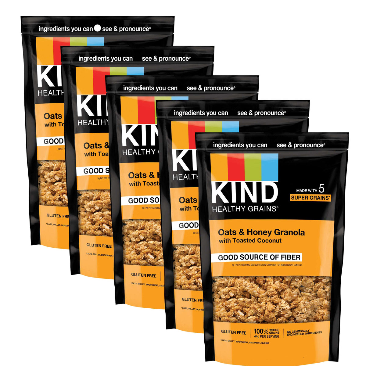KIND HEALTHY GRAINS Granola, Healthy Snack, Oats & Honey Granola with Toasted Coconut, Snack Mix 11 OZ
