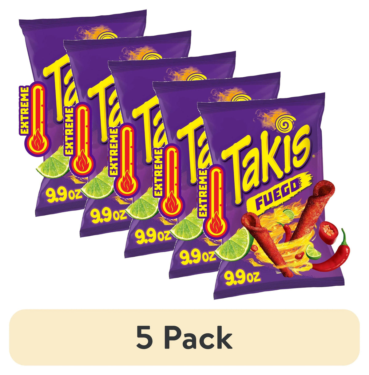 Takis Fuego 9.9 oz Sharing Size Bag, Hot Chili Pepper & Lime Rolled Tortilla Chips