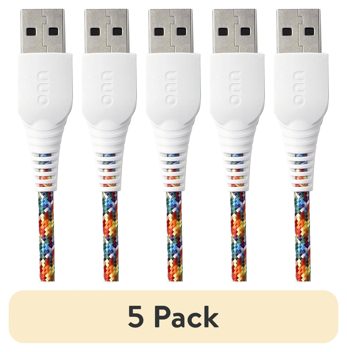onn 6ft Lighting to USB A Braided Cable, MFI Certified, Rainbow - Compatible with iPhone 14/13/12/11/X/XR/XS/8/7/6/5, iPad, Airpods and more