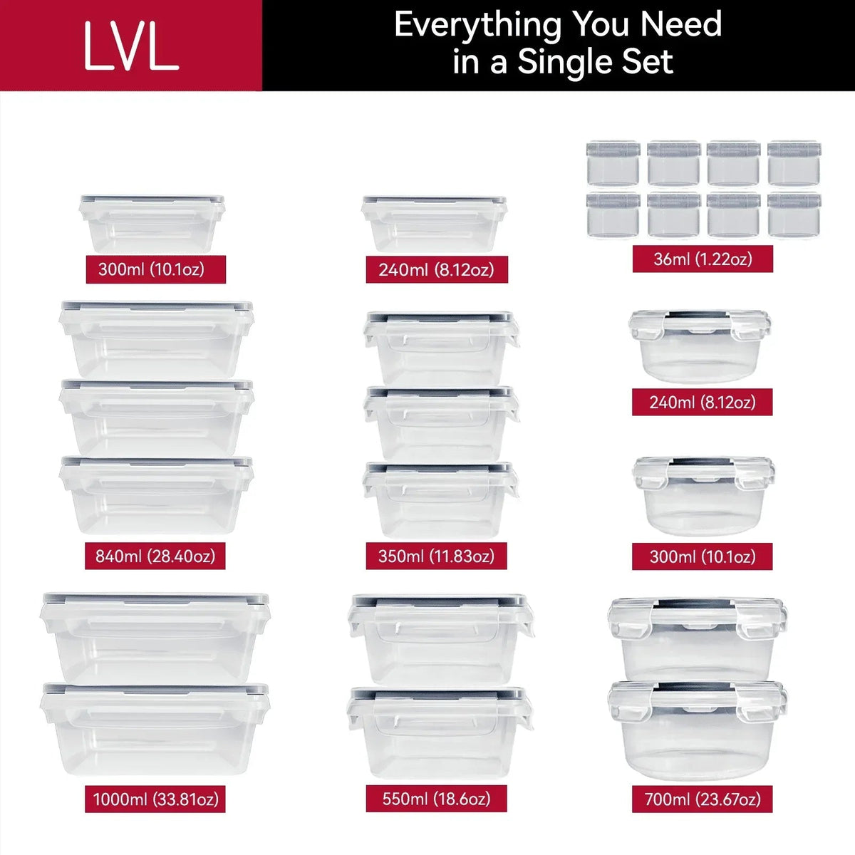 50 Pcs Food Storage Containers with Lids Airtight, Plastic Meal Prep Container for Pantry & Kitchen Organization & bento box & snack containers, BPA-Free, Leak-Proof with Labels & Marker Pen