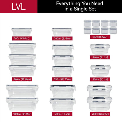 50 Pcs Food Storage Containers with Lids Airtight, Plastic Meal Prep Container for Pantry & Kitchen Organization & bento box & snack containers, BPA-Free, Leak-Proof with Labels & Marker Pen