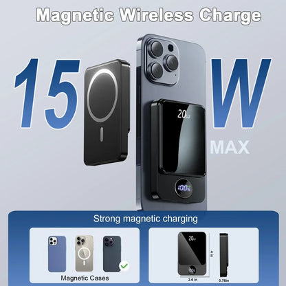 Magnetic Wireless Portable Charger, 10000mAh Power Bank with PD20w Fast Charging, USB C in&Out Battery Pack, Compatible with Mag-Safe for iPhone 17/16/15/14/13 Series, Samsung, Android, and More