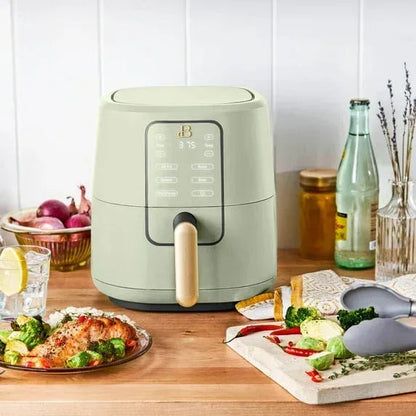Beautiful 3 Qt Air Fryer with TurboCrisp Technology, EverGood Ceramic Nonstick Coating, Thyme Green by Drew Barrymore