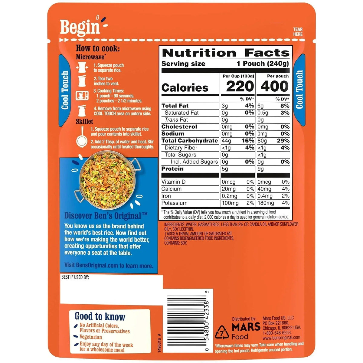 Ben's Original Ready Rice Basmati Rice, Easy Side Dish, 8.5 Ounce Pouch