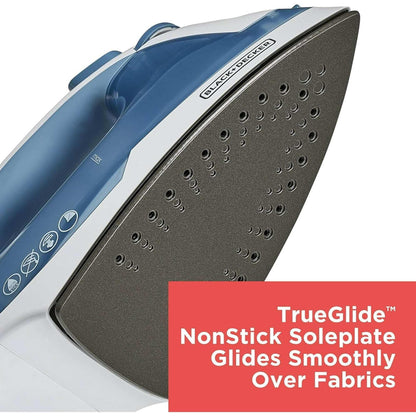 BLACK+DECKER Easy Steam Compact Iron, IR40V, Nonstick Plate, SmartSteam, Anti-Drip, Auto Shutoff