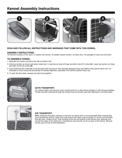 Vibrant Life Pet Portable Kennel for Dogs, Hard-Sided Travel Carrier, Durable, Metal Door, Black & Grey, For Pets up to 10 lbs, 19" L x 12.3" W x 10.8" H