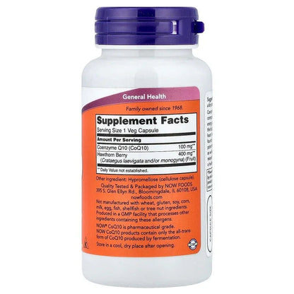 NOW Foods, CoQ10 With Hawthorn Berry, 90 Veg Capsules