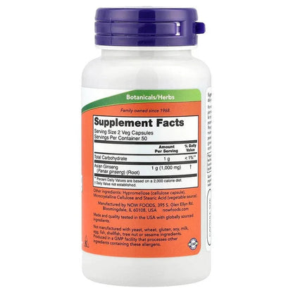 NOW Foods, Panax Ginseng , 500 mg, Veg Capsules