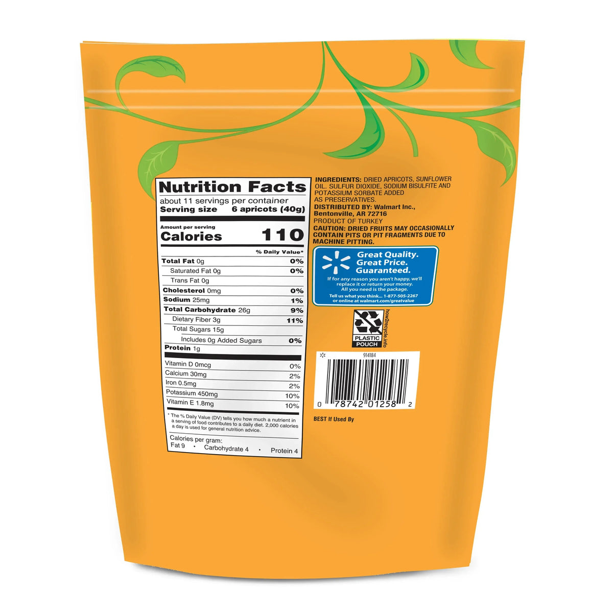 Great Value Dried Apricots, 16 oz
